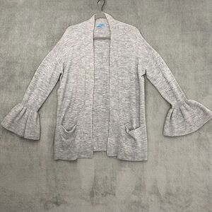 Antonio Melani Women S Sweater Gray Open Cardigan Poet Ruffle Cuff Office Casual
